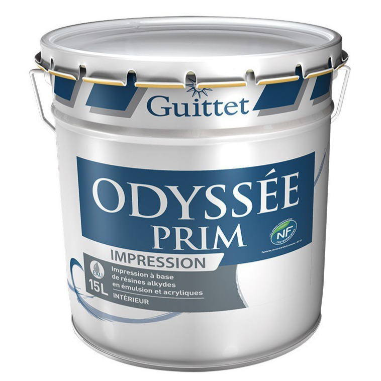 Guittet Odyssée Prim Peinture d'Impression Murs Plafonds et Boiseries - Intérieur - Blanc - 1L, 3L, 15L
